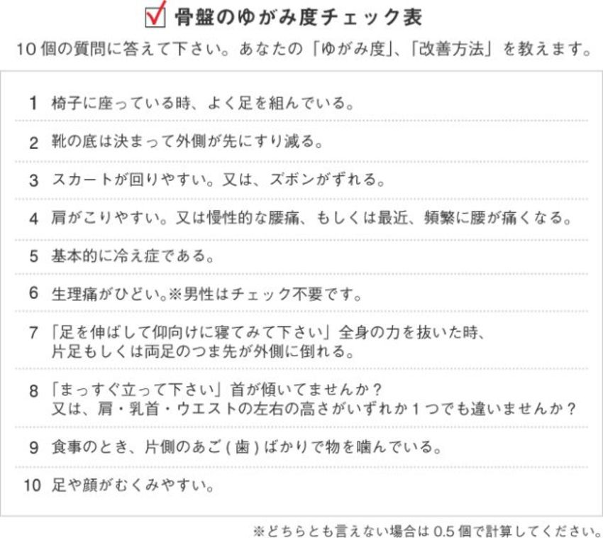 骨盤の歪み度チェック
