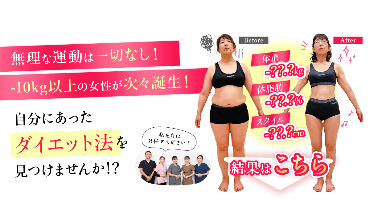 無理な運動は一切なし！-10kg以上の女性が次々誕生！そんな 秘密のダイエット法知りたくありませんか！？