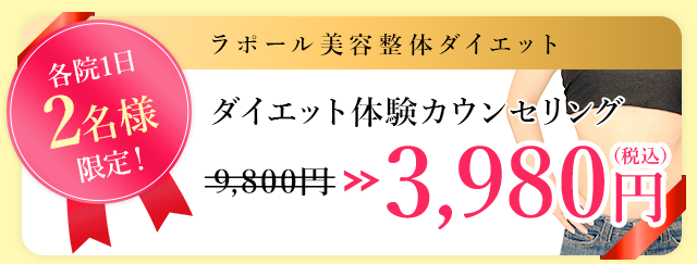 ラポール美容整体ダイエット ダイエット体験カウンセリング 3,980円