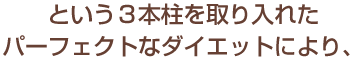 これらの3本柱を取り入れたパーフェクトなダイエットにより